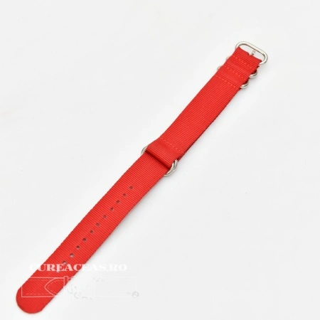 Curea NATO roșie 20mm catarame zulu argintii -409206 - Img 2