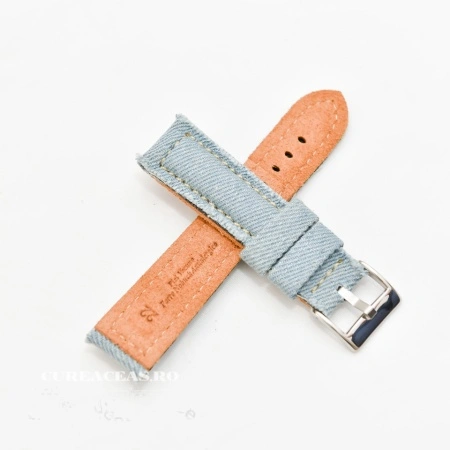 Curea piele si jeans căptușită albastru pal 18mm - 3891819 - Img 2