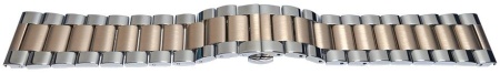 Bratara bicolora rose gold argintie deployant capat drept 24mm - 57137