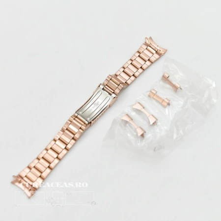 Bratara metalica aur rosu model Rolex Oyster capete curbate 18-22mm - 52427 - Img 3