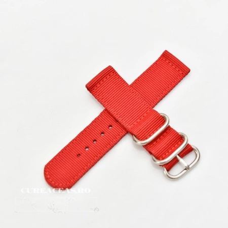 Curea din tesatura de nylon roșie catarame zulu 22mm - 4080622 - Img 2