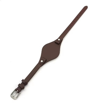 Curea maron tip Fossil 8mm cu catarama argintie