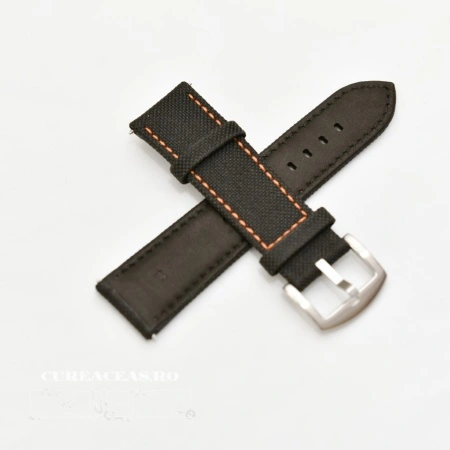 Curea panza neagra cu portocaliu 24mm - 51540 - Img 2