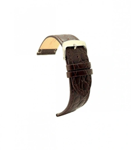 Curea piele vitel maro închis model crocodil plată 16mm-2090216 - Img 2