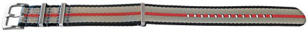 Curea NATO multicolora negru/gri/roșu 22mm catarame argintii -54090