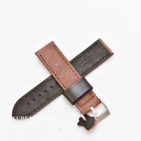 Curea piele maro inchis vintage QR 24mm - 3990224 - Img 2