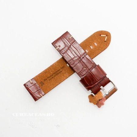 Curea piele maro roșcat model crocodil vintage QR 20mm - 4030820 - Img 2