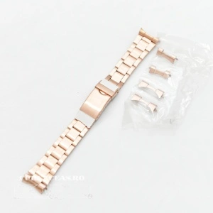 Bratara metalica aur rosu model Rolex Oyster capete curbate 18-22mm - 52427