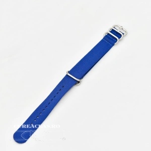 Curea NATO albastră 22mm catarame zulu argintii -4090522