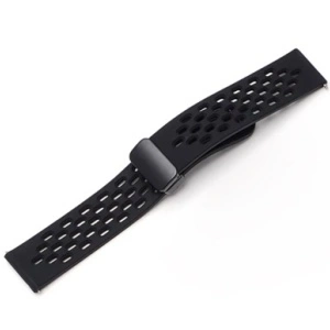 Curea neagră perforata, silicon, inchidere magnetica pentru smartwatch