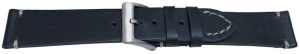Curea piele albastru inchis vintage, cusătura alba 18mm - 57098