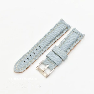 Curea piele si jeans căptușită albastru pal 18mm - 3891819