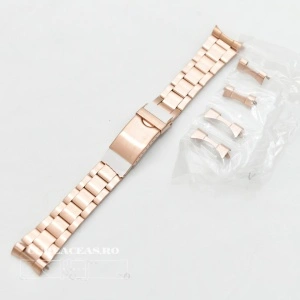 Bratara metalica aur rosu model Rolex Oyster capete curbate 18-22mm - 52427 - Img 2