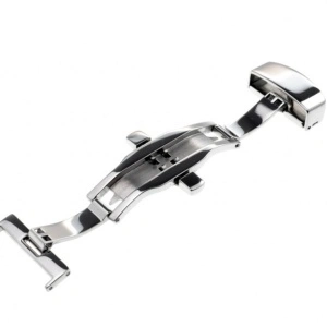 Catarama fluture argintie cu buton pentru deschidere