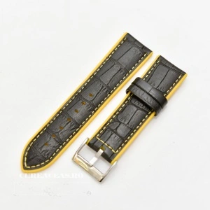 Curea hibrid silicon si piele model crocodil neagra cu galben 24mm - 4201024