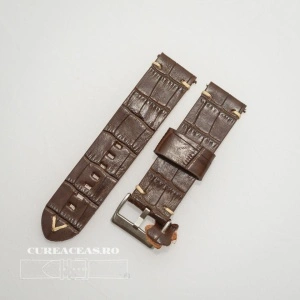 Curea piele maro închis model crocodil vintage QR 20mm - 4030220