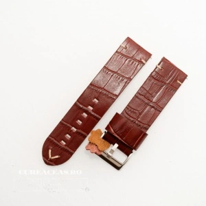 Curea piele maro roșcat model crocodil vintage QR 24mm - 4030824