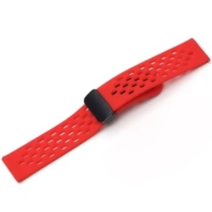 Curea roșie perforata, silicon, inchidere magnetica pentru smartwatch