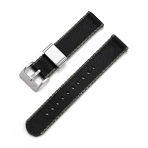 Curea din tesatura de nylon neagra cu gri brida metalică 18mm