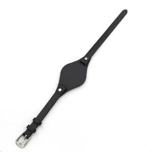 Curea neagră tip Fossil 8mm cu catarama argintie