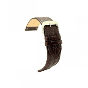 Curea piele vitel maro închis model crocodil plată 14mm-2090214 - Img 2
