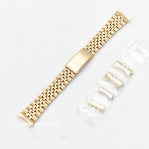 Bratara metalica reglabila aurie model Rolex capete curbate 18-22mm - 51366