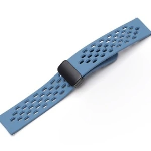 Curea bleu perforata, silicon, inchidere magnetica pentru smartwatch
