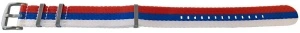 Curea NATO multicolora alb/rosu/albastru 22mm catarame argintii -54070