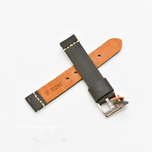 Curea piele neagră vintage cusatură albă QR 18mm -3920118 - Img 2