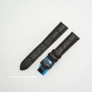 Curea piele vitel captusita negră deployant negru 20 mm