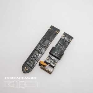 Curea piele neagră model crocodil vintage QR 24mm - 4030124