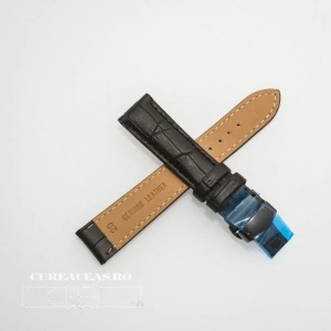 Curea piele vitel captusita negră deployant negru 20 mm - Img 2