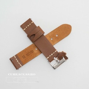 Curea piele maro deschis, vintage, cusătura alba QR 20mm - 3920320