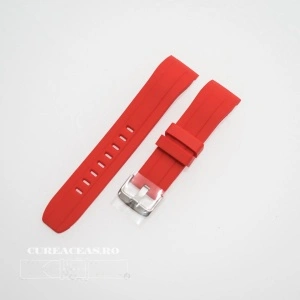 Curea silicon roșie capat curbat 22mm - 57210