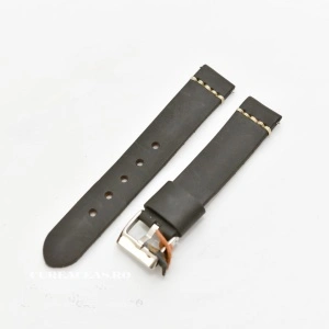 Curea piele neagră vintage cusatură albă QR 22mm -3920122