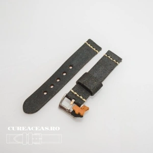 Curea piele neagră vintage QR 24mm - 4060124