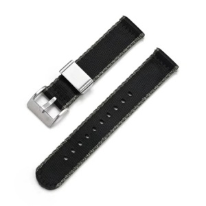 Curea din tesatura de nylon neagra cu gri brida metalică 24mm