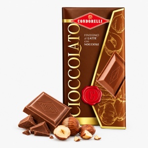 Tableta ciocolata cu lapte si alune de padure Condorelli 100g