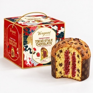 Panettone Tokyo cu matcha, ciocolata si dulceata de capsuni, Vergani 800g