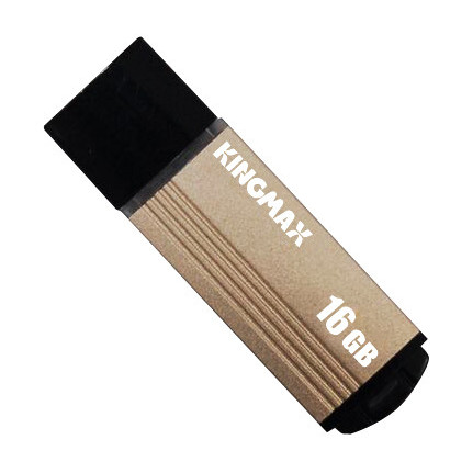 MEMORIE USB 2.0 KINGMAX 16 GB, cu capac, carcasa aluminiu, negru / auriu