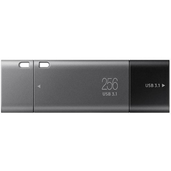 MEMORIE USB SAMSUNG 256 GB, USB 3.1 | USB 3.1 Type-C, cu capac, carcasa metalica, negru | argintiu