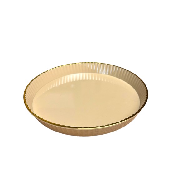 Set farfurii rotunde, margini aurii, 4 piese, 15 cm, Bej