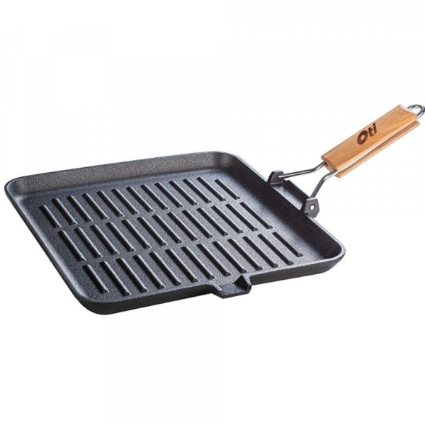 Tigaie grill de fonta, 22 cm, maner pliabil, Oti