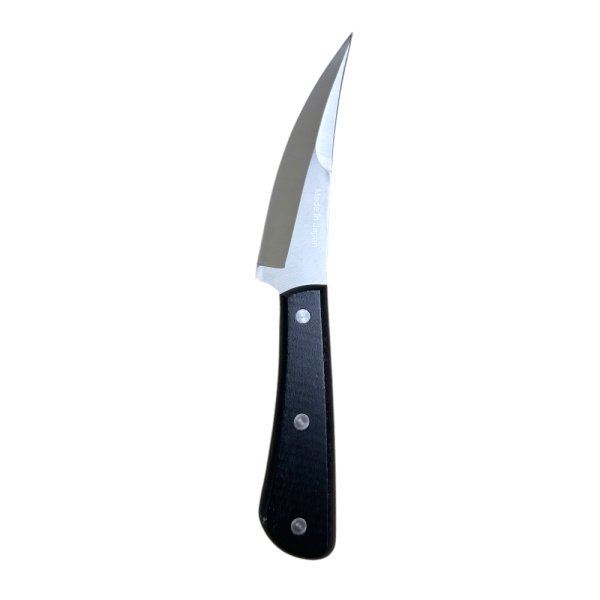 Cutit japonez pentru feliat, lama curbata 13 cm full tang, varf cu dublu tais, maner din lemn