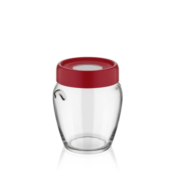 Borcan depozitare de sticla cu capac, 580 ml, Rosu, Art of dining by Heinner