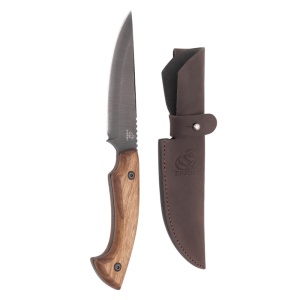Cutit drumetie HGK6 BeaverCraft, lama otel carbon 13 cm, teaca din piele naturala, maner de lemn