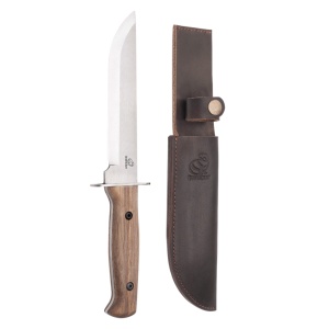 Cutit outdoor TLK1 BeaverCraft, lama 16 cm, maner lemn nuc, teaca din piele naturala