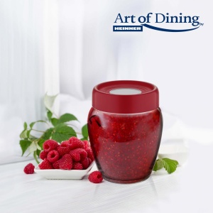 Borcan depozitare de sticla cu capac, 580 ml, Rosu, Art of dining by Heinner - Img 2