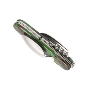 Briceag multifunctional pentru drumetie 6in1 Verde, include furculita, lingura, cutit, tirbuson, desfacator sticle si desfacator conserve - Img 3