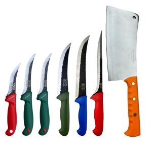 Set de 6 cutite forjate macelarie, RINGEN K si 1 satar 44 cm, otel inoxidabil